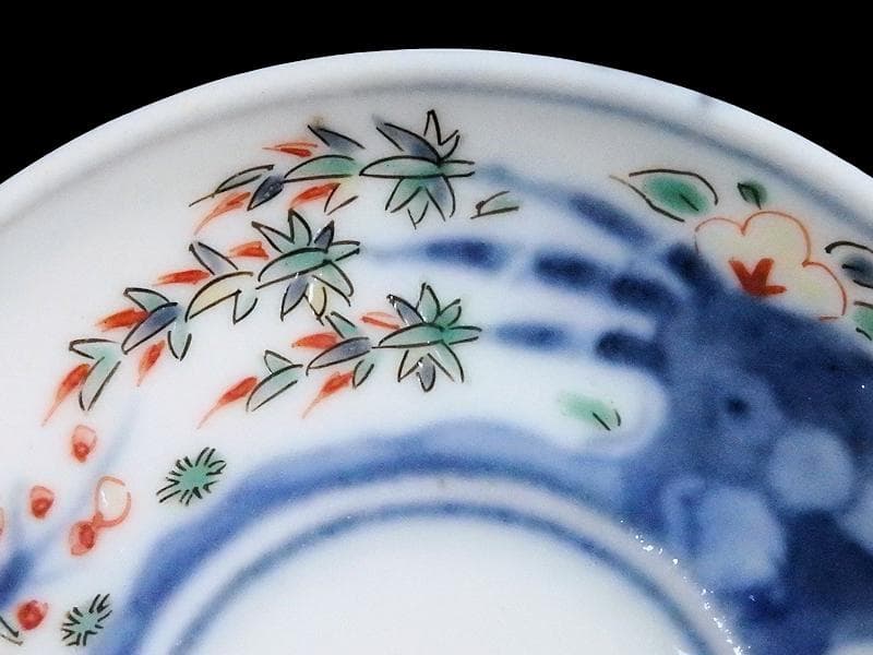 大聖寺伊万里　色絵　竹笹に梅の図　豆皿　F166AS-CTz