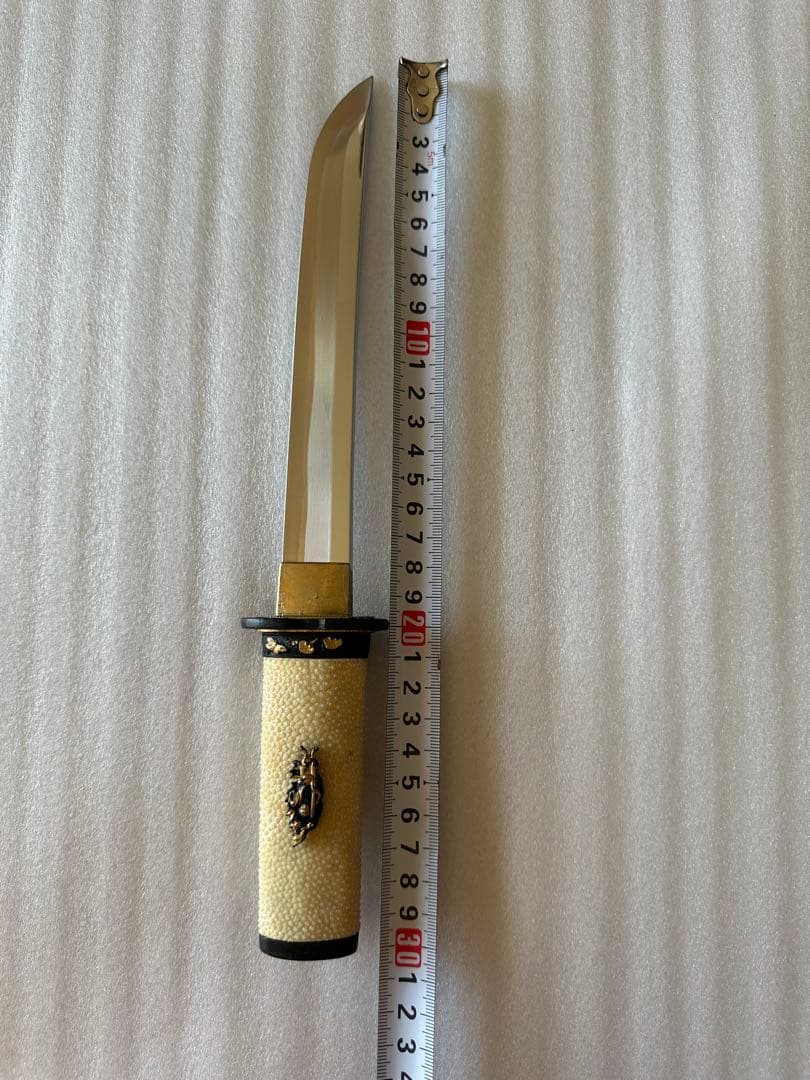 模造刀 黒鞘　鞘付き長さ33cm 鞘抜き重さ約204g 刀袋付き 短刀 武具