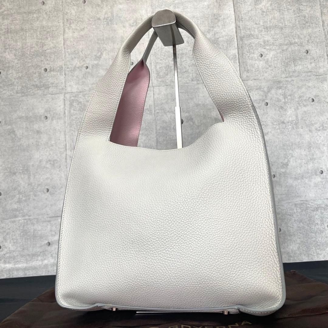 専用品MAURO GOVERNA ライトグレー レザー 肩掛け ハンドバッグ