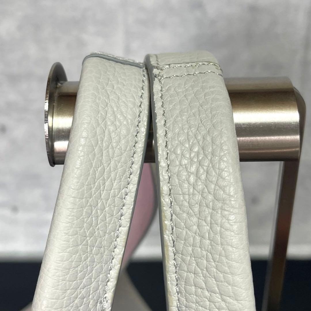 専用品MAURO GOVERNA ライトグレー レザー 肩掛け ハンドバッグ