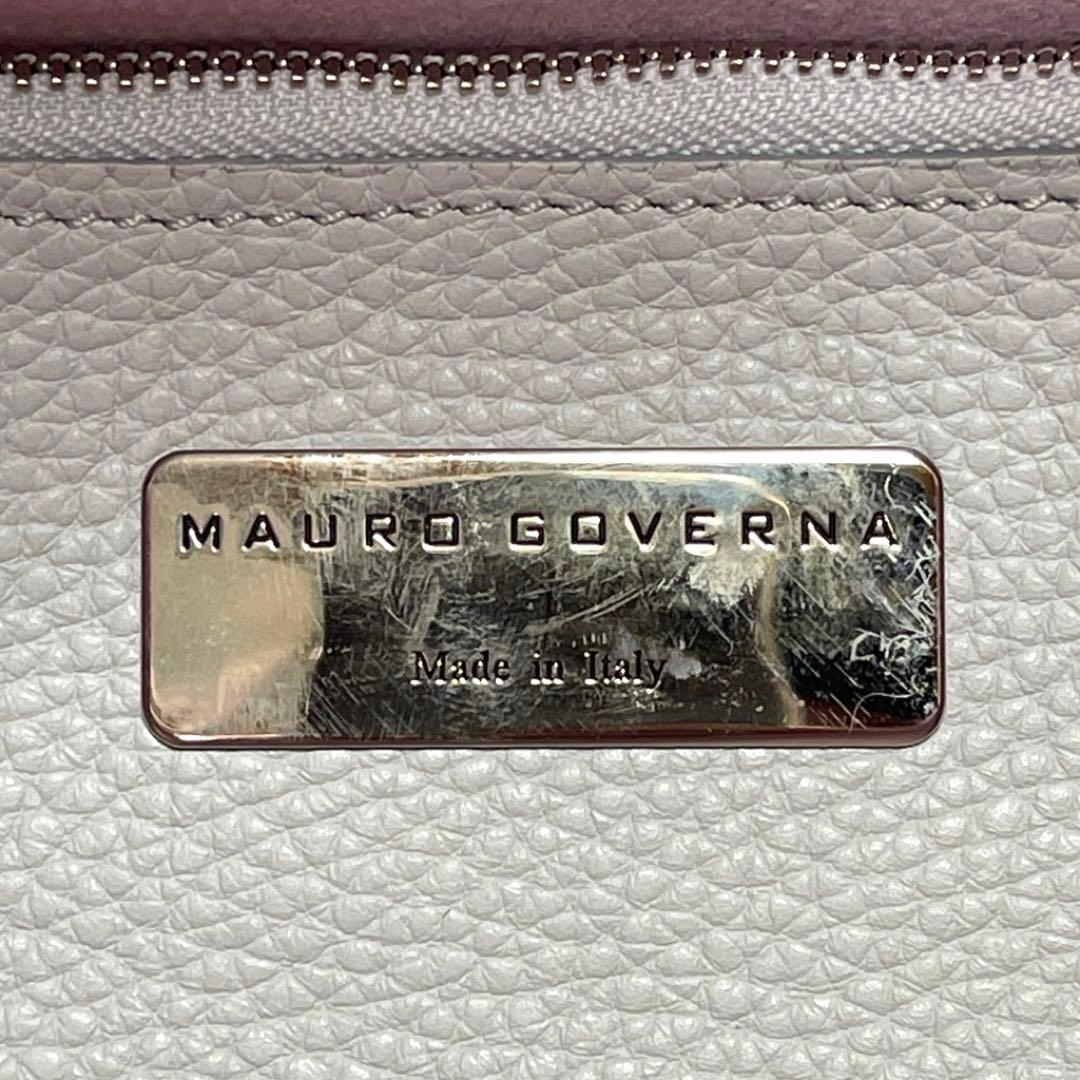 専用品MAURO GOVERNA ライトグレー レザー 肩掛け ハンドバッグ