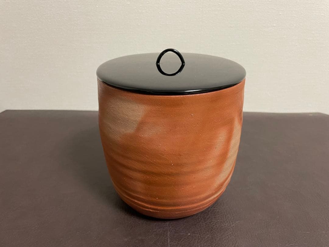 伊勢崎満　備前緋襷　棒ノ先水指　堀内宗完書付　備前焼　水指　茶道具