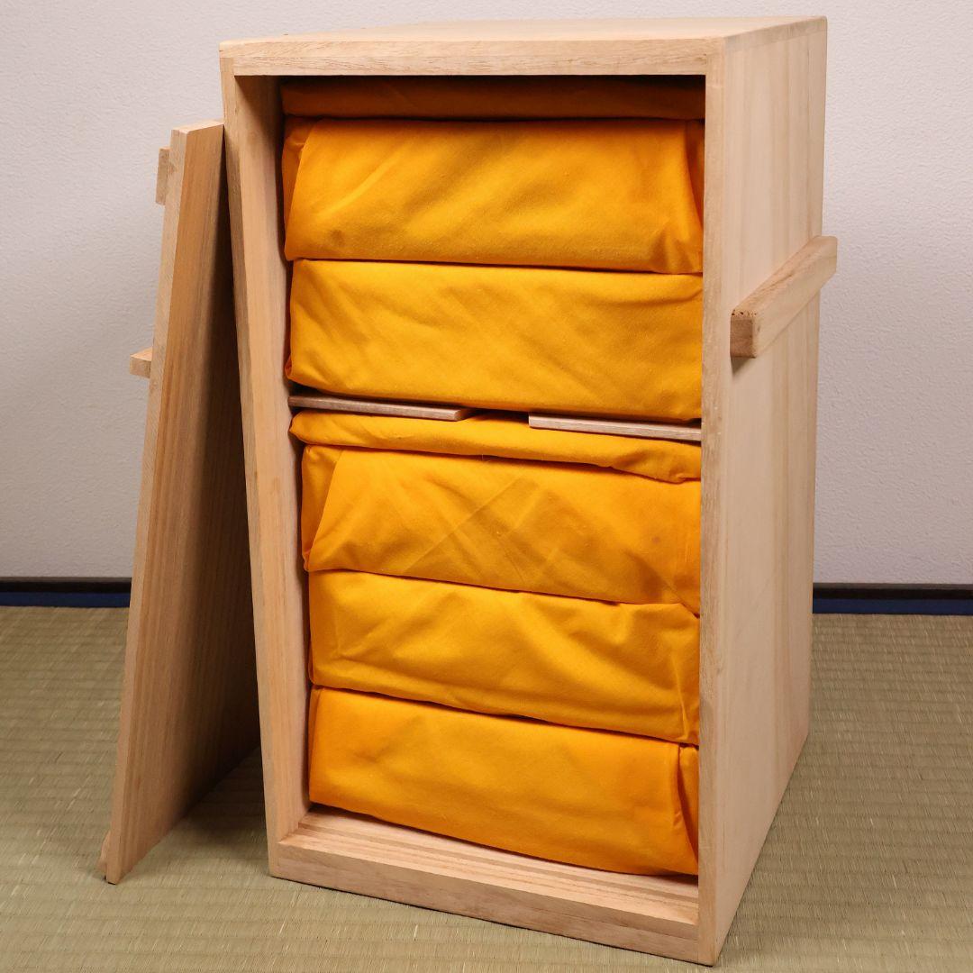 輪島塗 蒔絵家紋付 五段重 丸に笹竜胆 内朱塗 艶消 木製 重箱【MA744】