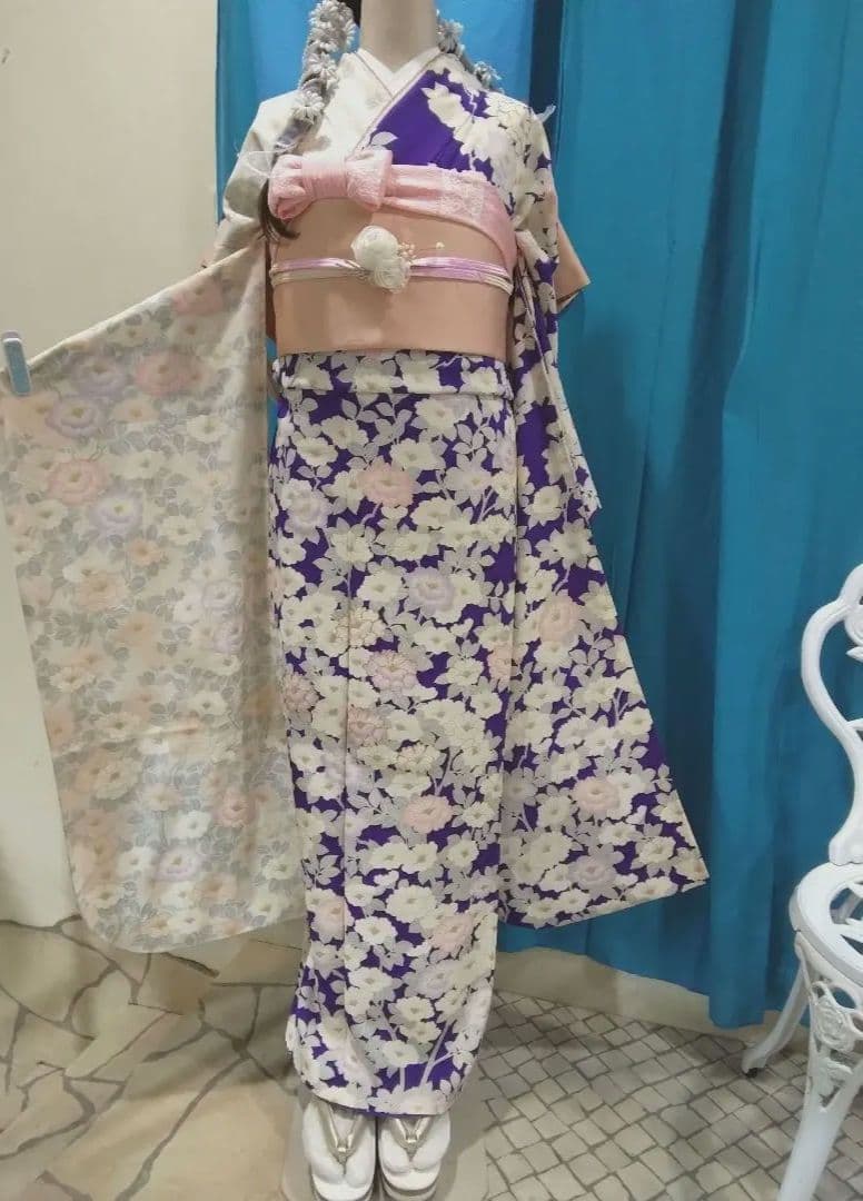 振袖フルセット、正絹振袖、成人式、重ね衿、帯揚げ帯締め、西陣京の袋帯、襦袢