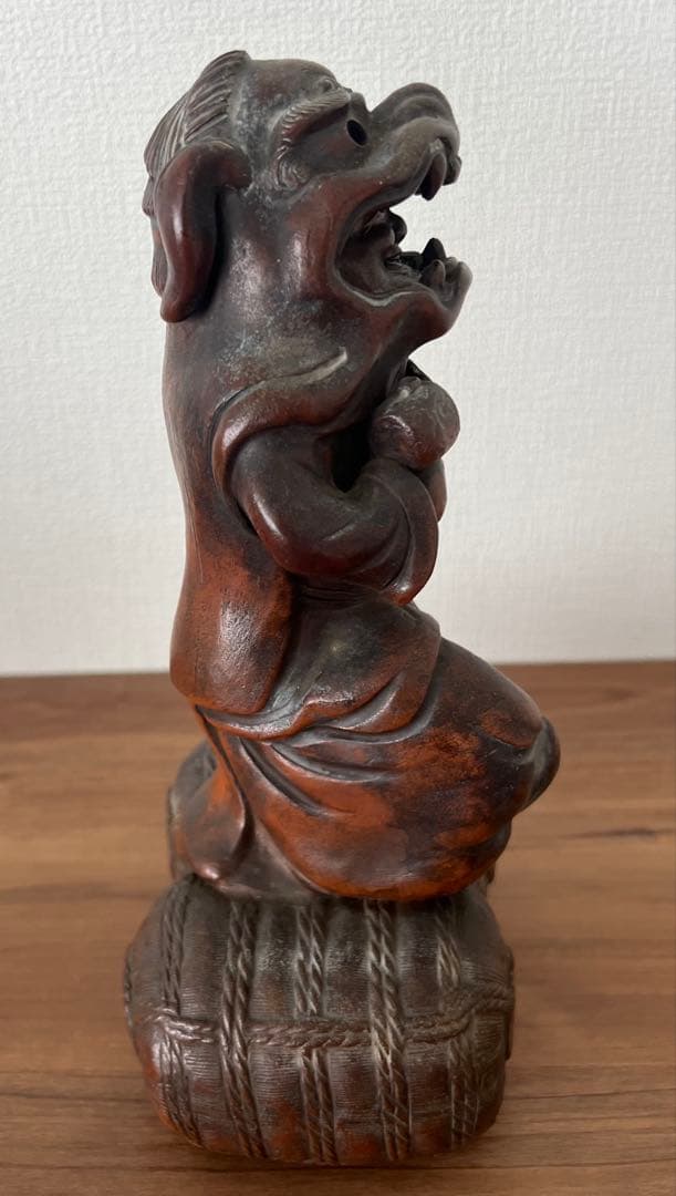 備前焼 獅子舞像置物 江戸末期頃 縁起物 大黒天 収納木箱付き アンティーク