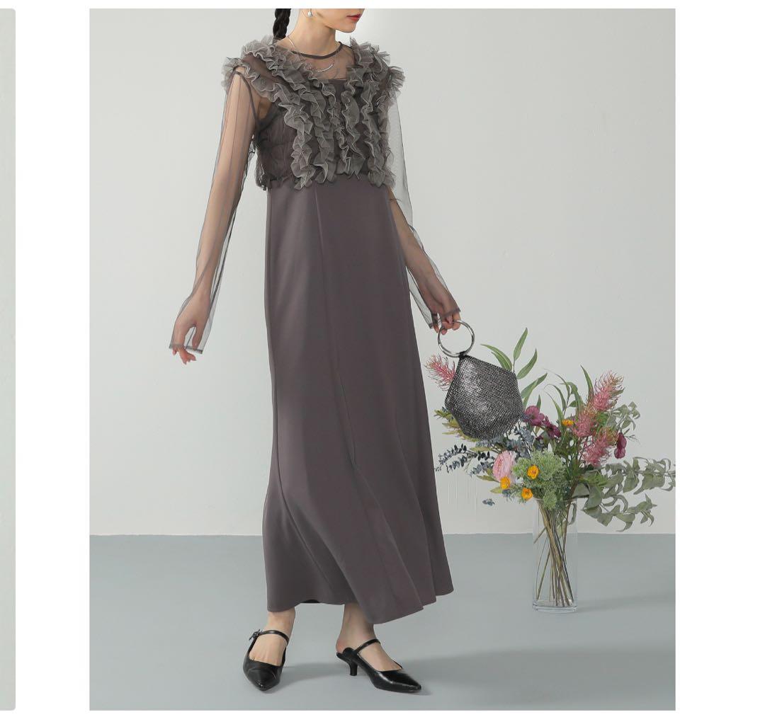 kana チュールボリュームシアードレス3点セット　タグあり　ブラウン