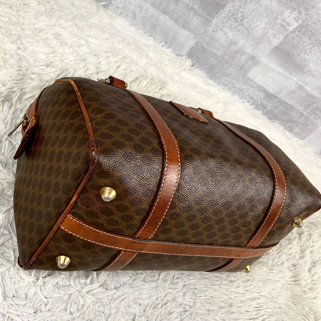 超希少 セリーヌ PVC レザー マカダム ボストンバッグ トリオンフ ブラウン