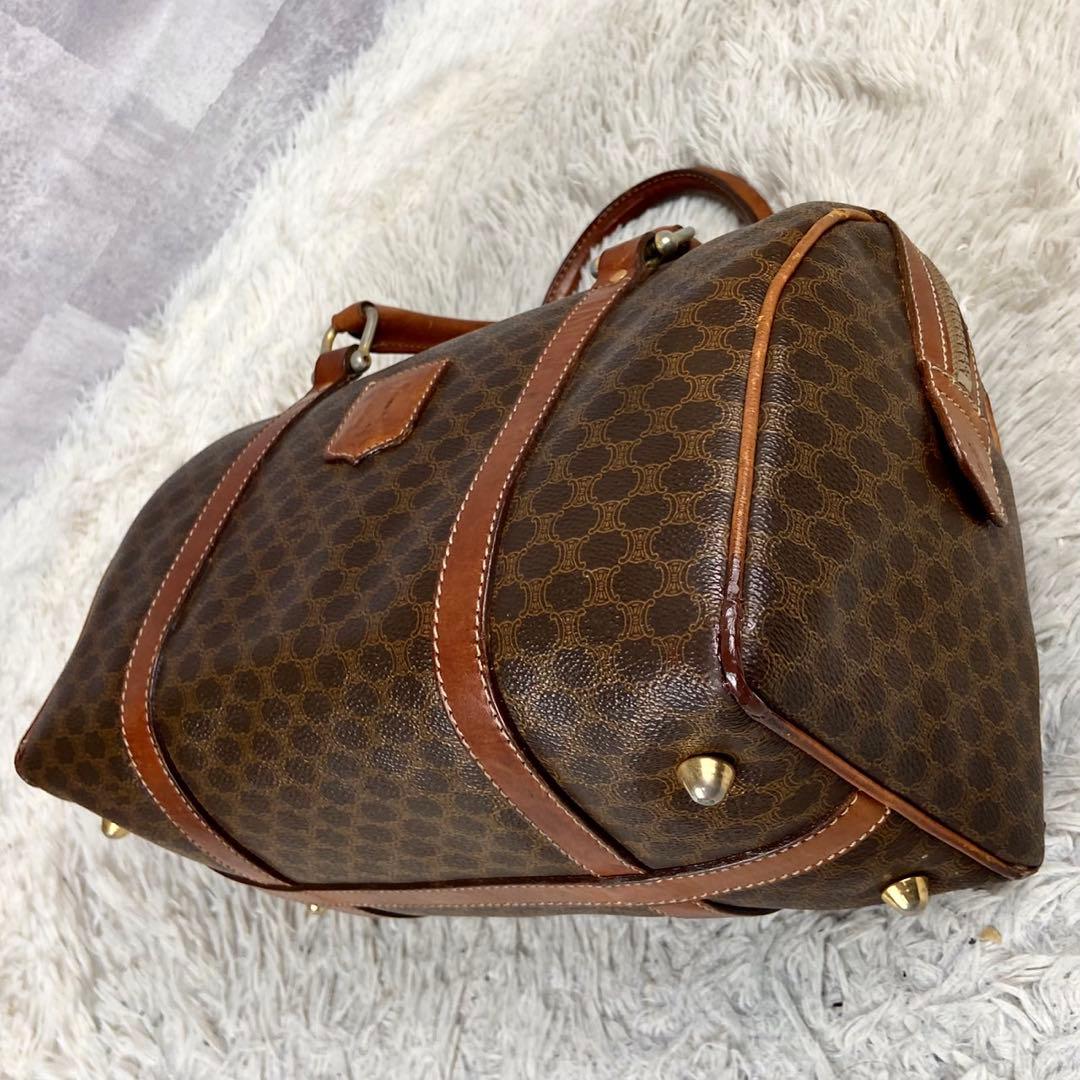 超希少 セリーヌ PVC レザー マカダム ボストンバッグ トリオンフ ブラウン