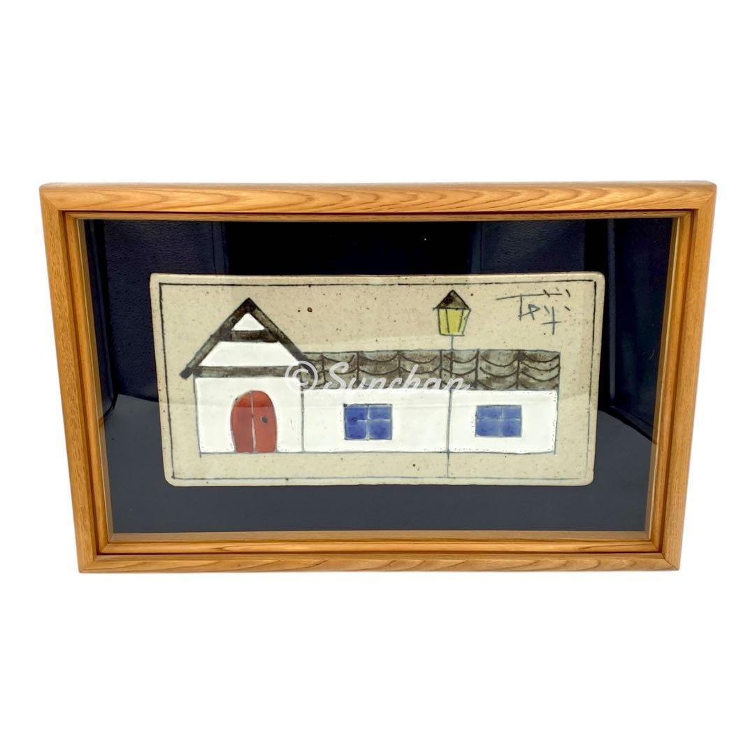 【中古】 アンティークタイルアート 木製額装品 ヴィンテージ ヨーロッパ