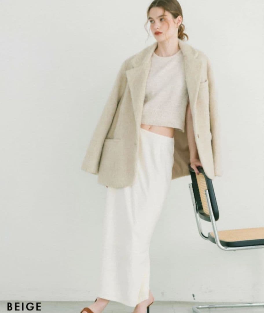 モヘアシャギージャケットコート-basementonline