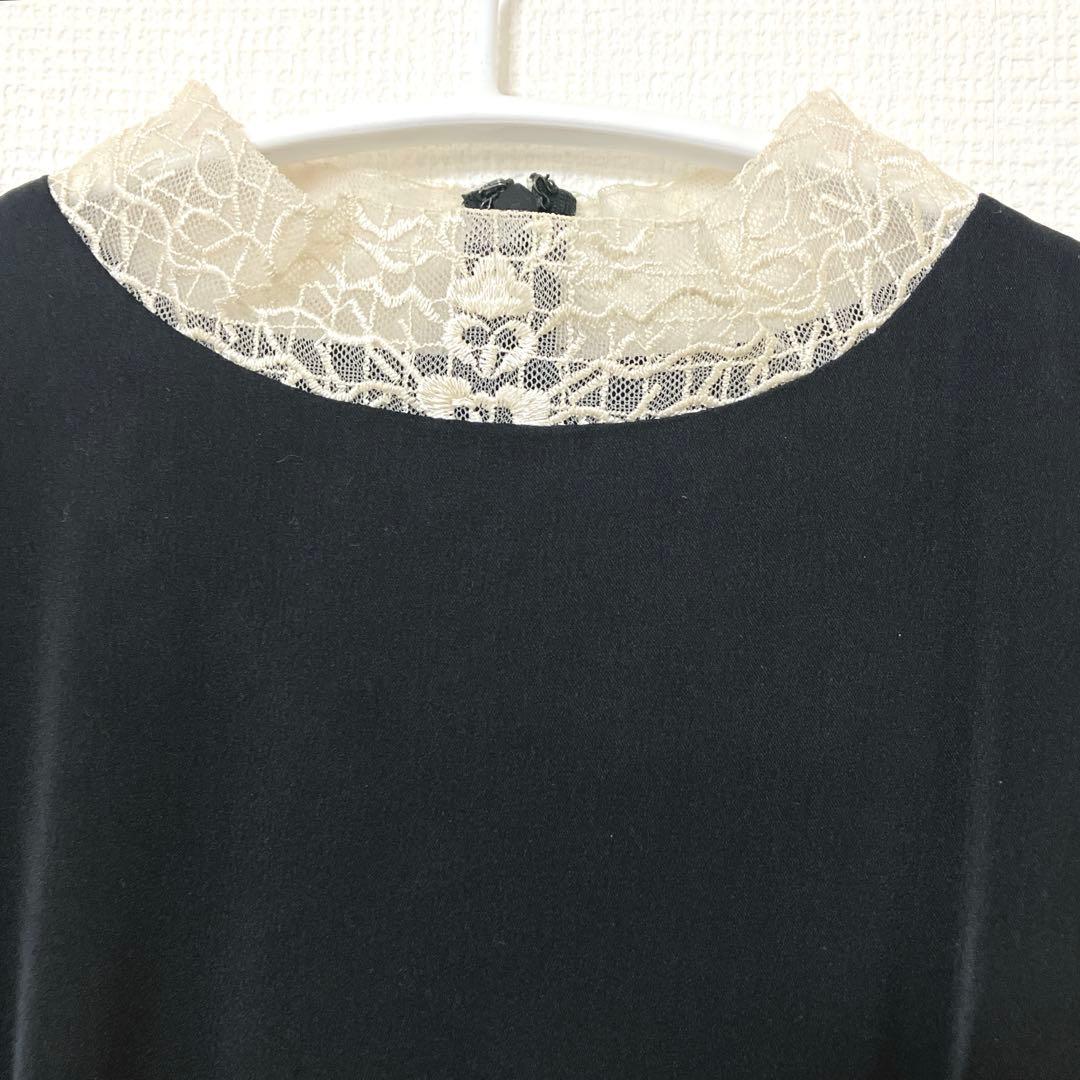 美品　人気　エトル　バック刺繍フレアドレス　パーティー　オケージョン　M