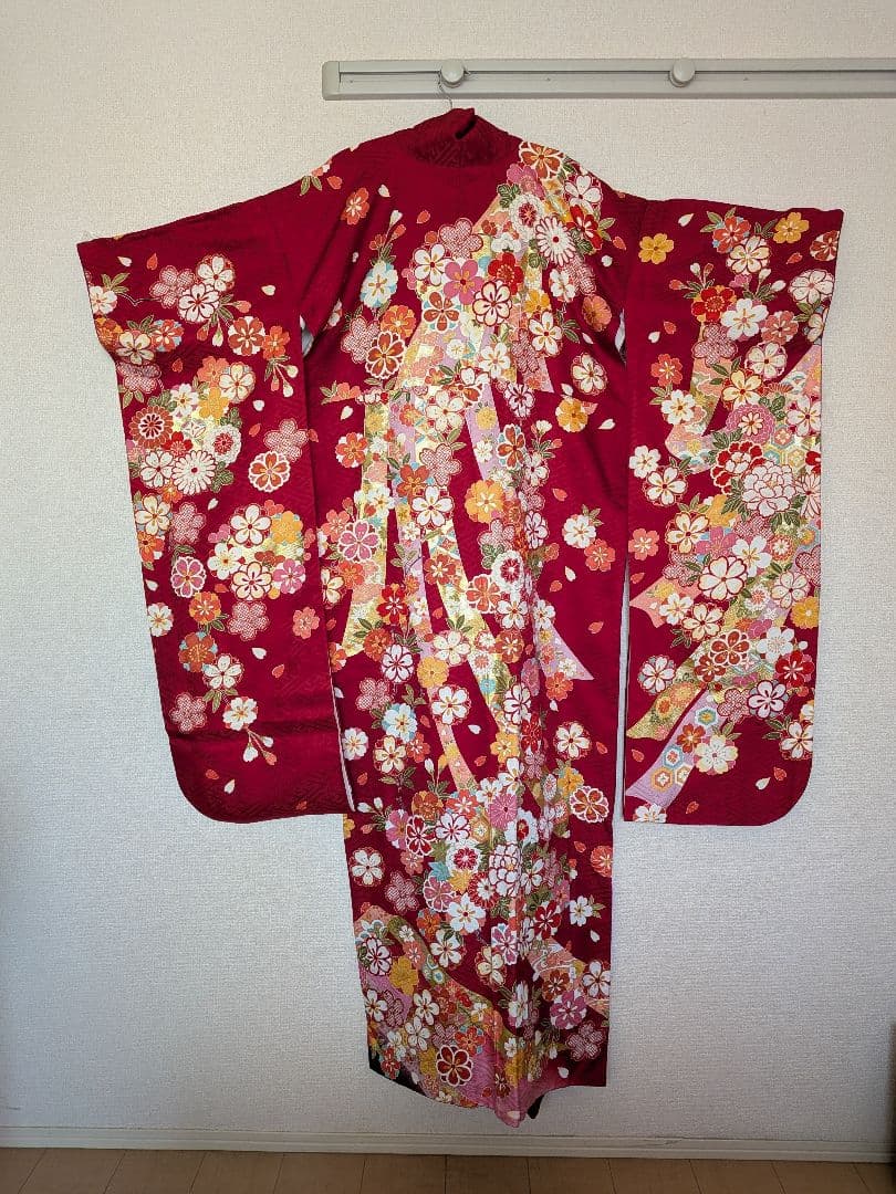 【振袖フルセット 】レトロ古典柄 成人式 前撮り 小物完備　赤