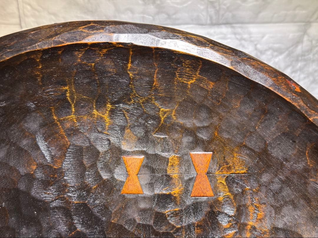 稀少★老松 古材 刳り貫き 楕円盆 煎茶道具 詫び寂 銘入り 33cm 職人技