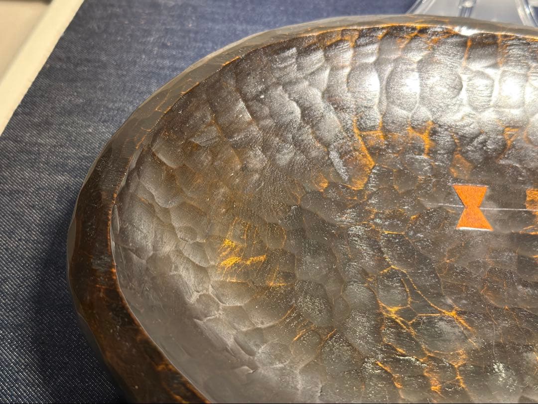 稀少★老松 古材 刳り貫き 楕円盆 煎茶道具 詫び寂 銘入り 33cm 職人技