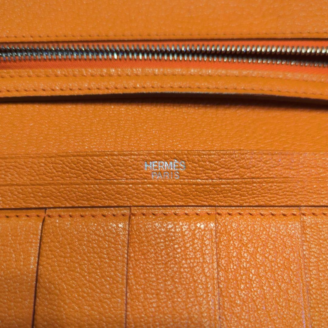 エルメス　ベアン2PLIS オレンジ&ブラウン□M刻印2009 シルバー金具