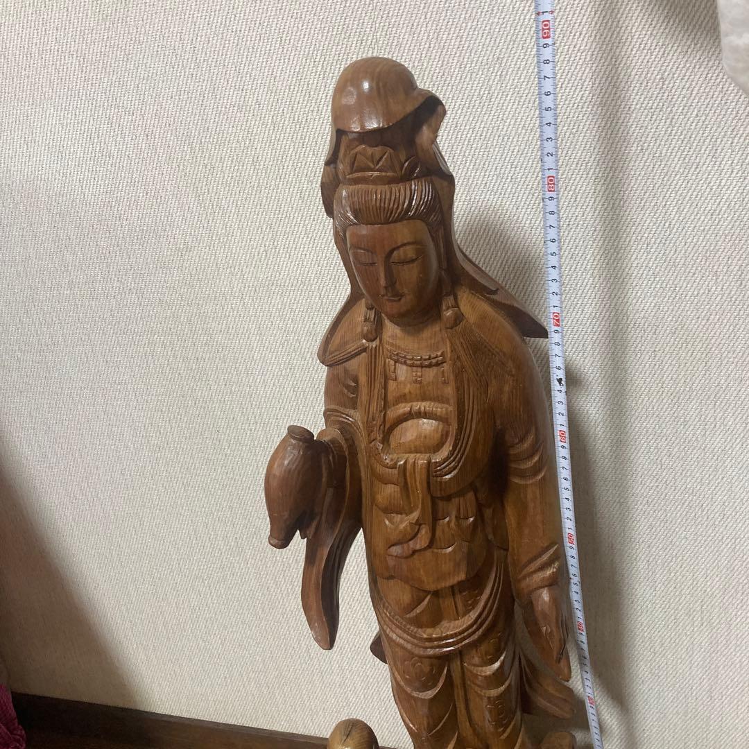 木彫り観音像（約90センチ）