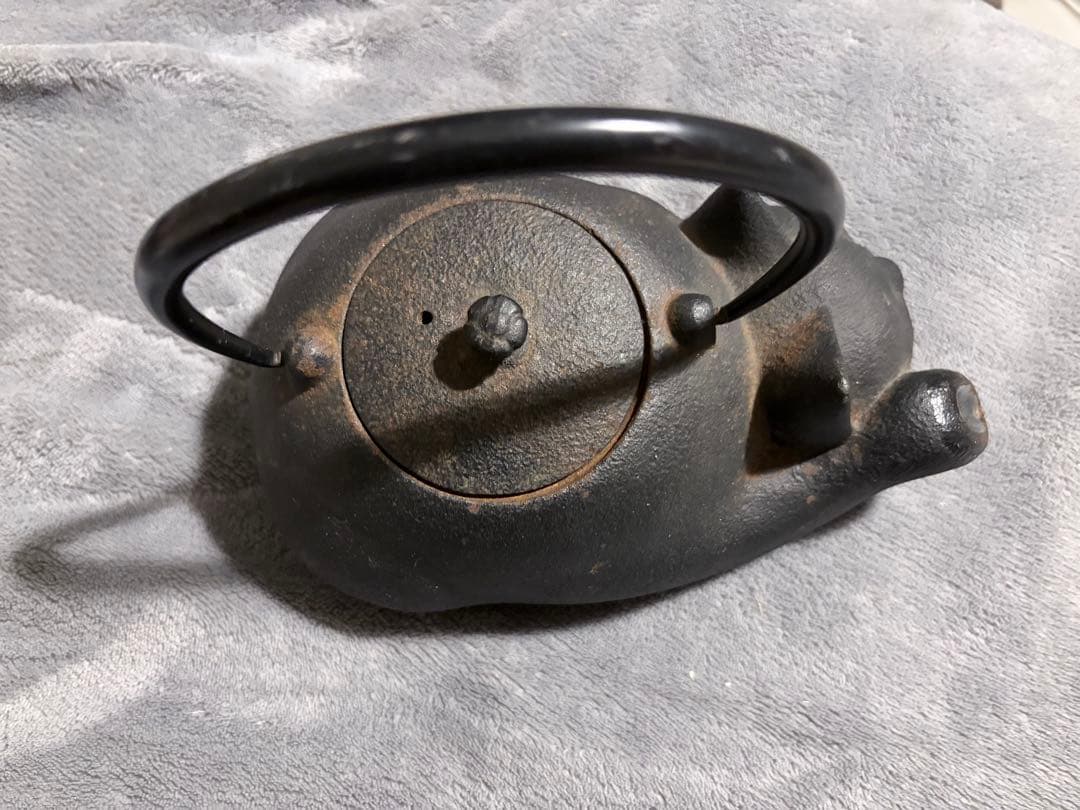 猫型 鉄瓶 黒色