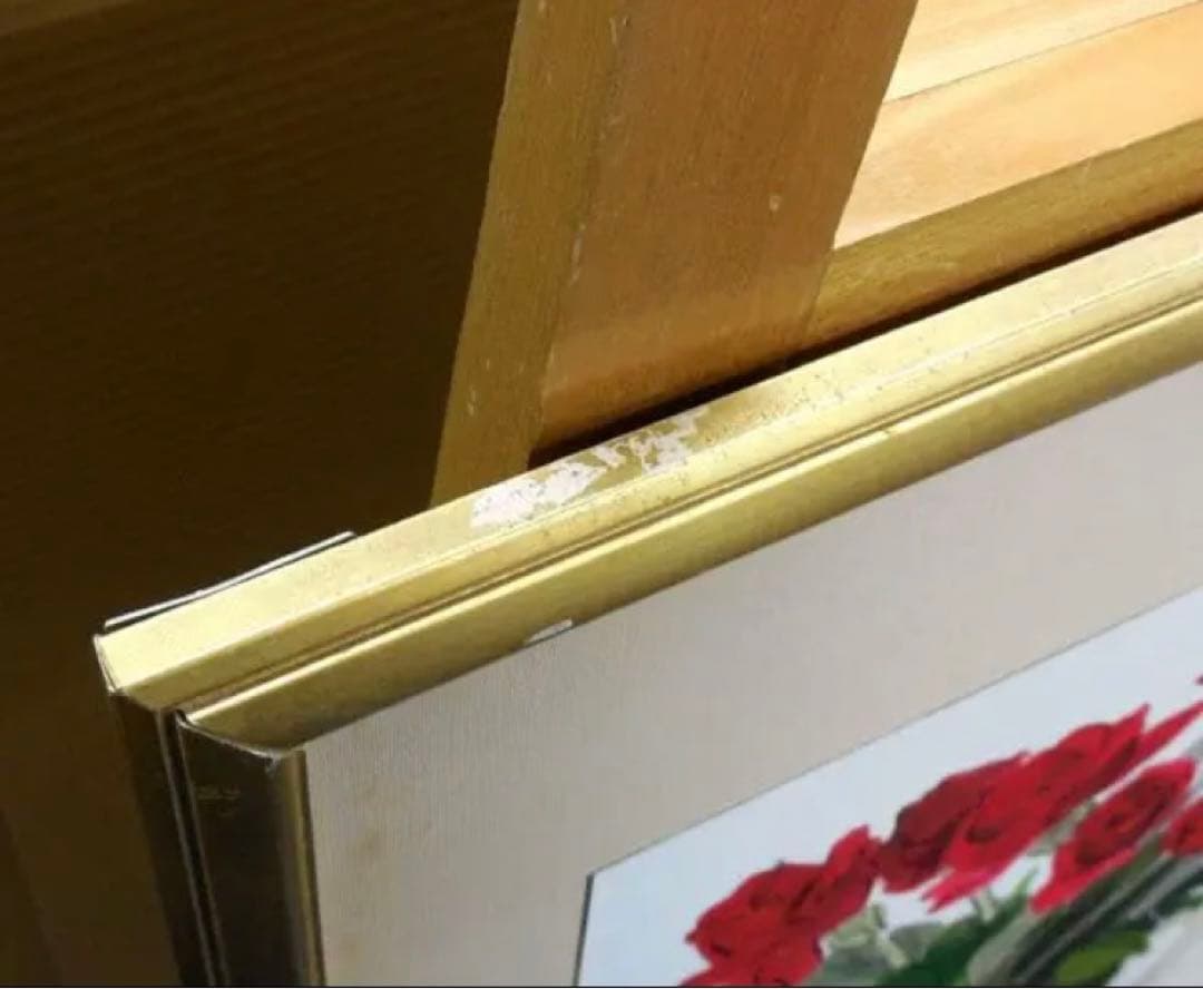 肉筆原画！ 橋本不二子 人気水彩画家 赤い薔薇？ 花瓶に入った花の絵画です