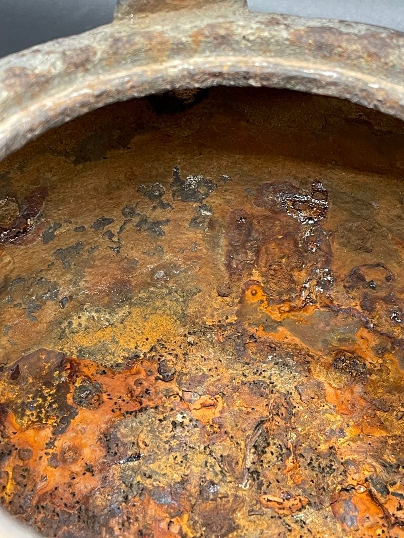 【経年品】雲色銅造 京鉄瓶 象眼 取手象眼 銀象眼 象嵌　岩肌 急須