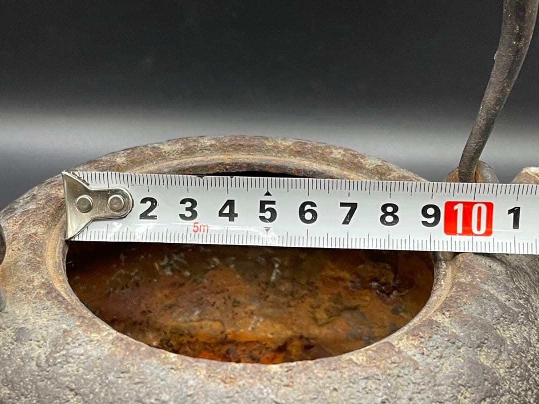 【経年品】雲色銅造 京鉄瓶 象眼 取手象眼 銀象眼 象嵌　岩肌 急須