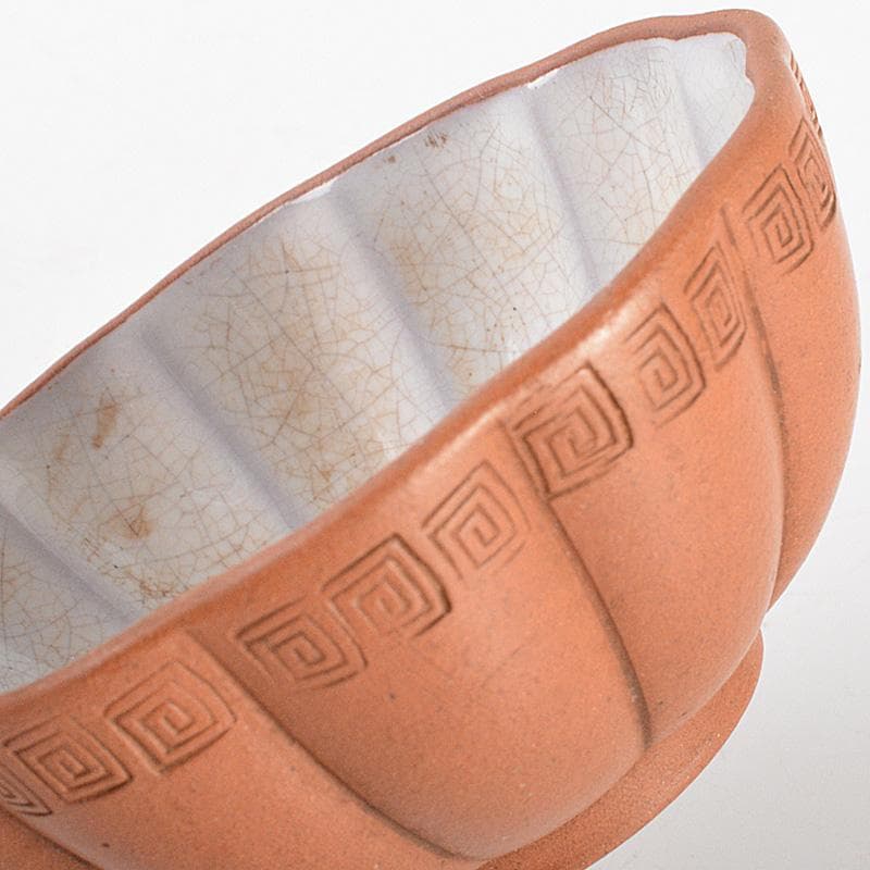 中国　紫砂　朱泥　内白釉　瓜形碗　煎茶器五客　V　R6674E