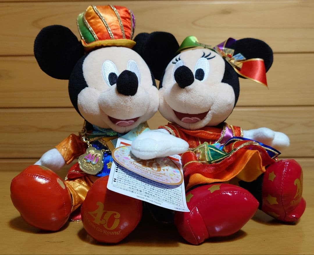ディズニーDISNEYミッキーマウス＆ミニー記念品付ペアぬいぐるみ40周年新品