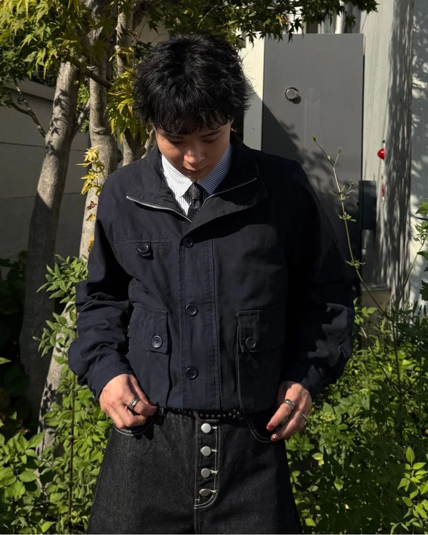 ネイビー ジップアップジャケット M