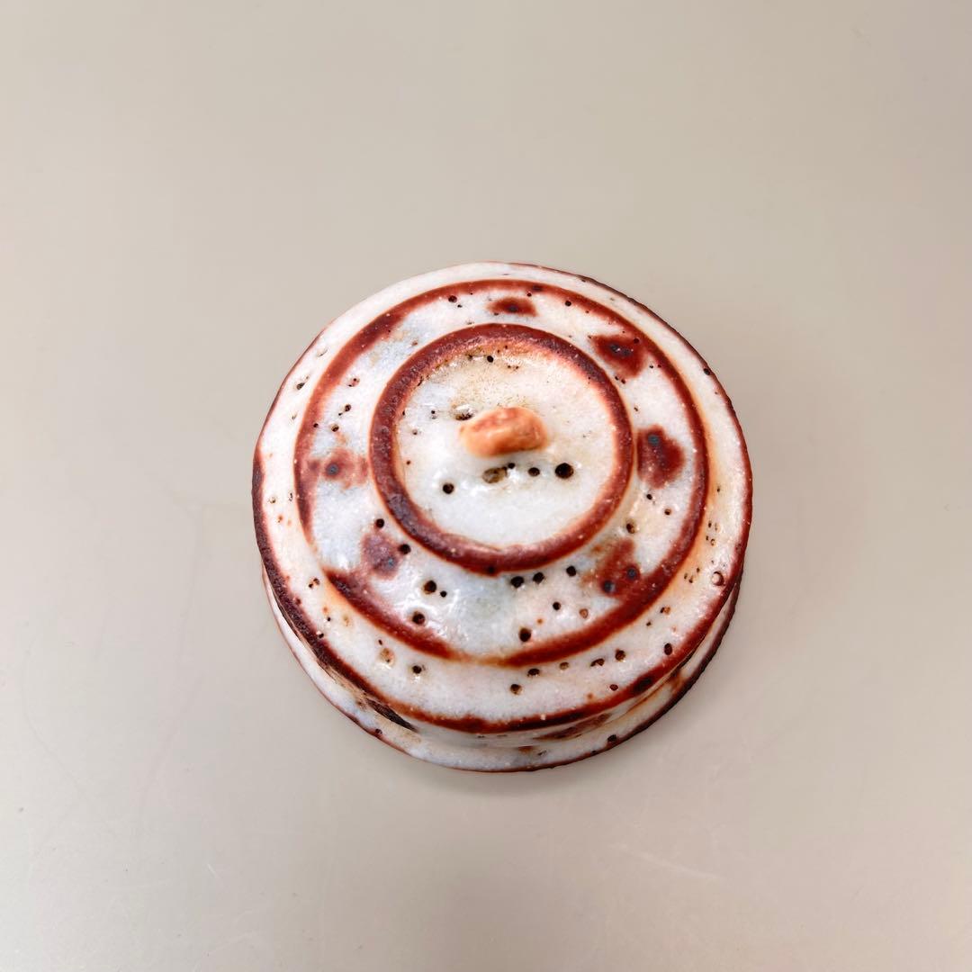 A048志野焼 香合 香道具 茶道具 美濃焼 陶芸 アンティーク 和陶器