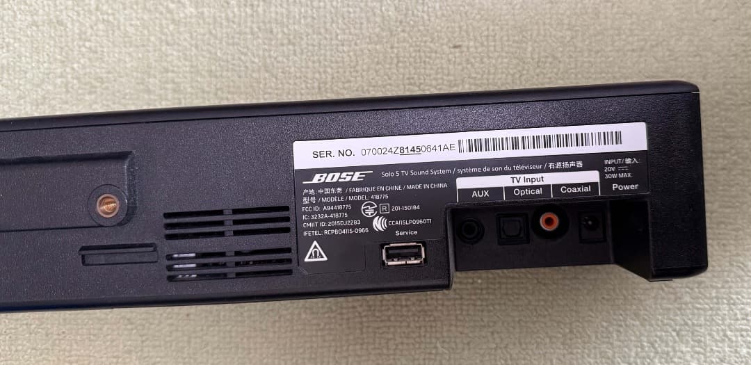 BOSE Solo 5 TV Sound System （光ケーブル非純正）