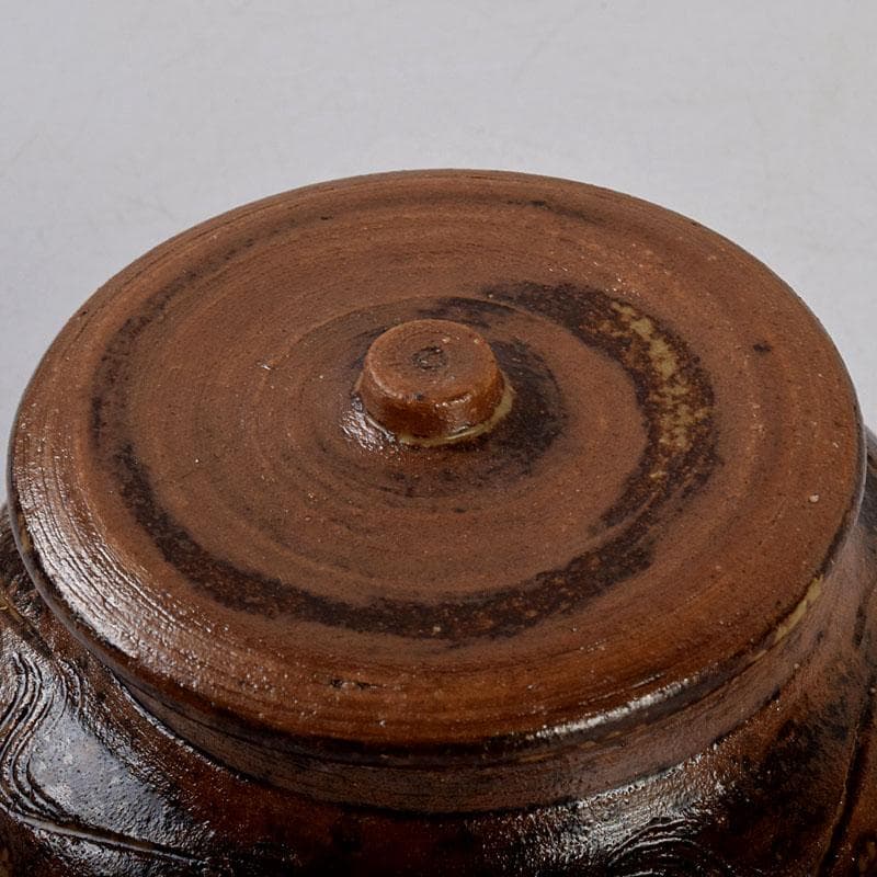 茶道具　瀬戸焼　南山窯　田沼起八郎作　渋紙手　茶入　仕覆付　共箱　V　8581