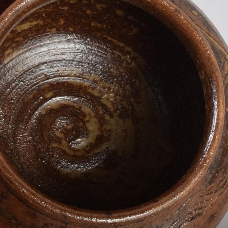 茶道具　瀬戸焼　南山窯　田沼起八郎作　渋紙手　茶入　仕覆付　共箱　V　8581