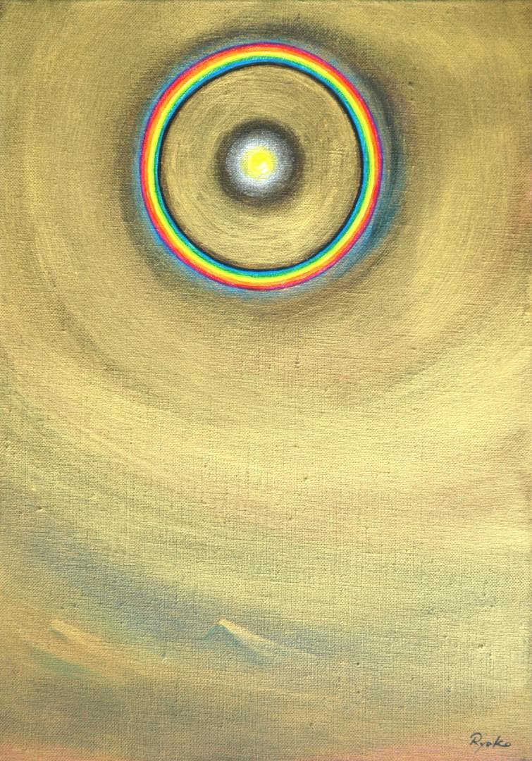 油絵 菅家令子 絵 絵画インテリア額付(銀) F4-G202023 風景祈り奇跡