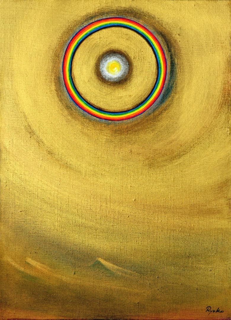 油絵 菅家令子 絵 絵画インテリア額付(銀) F4-G202023 風景祈り奇跡