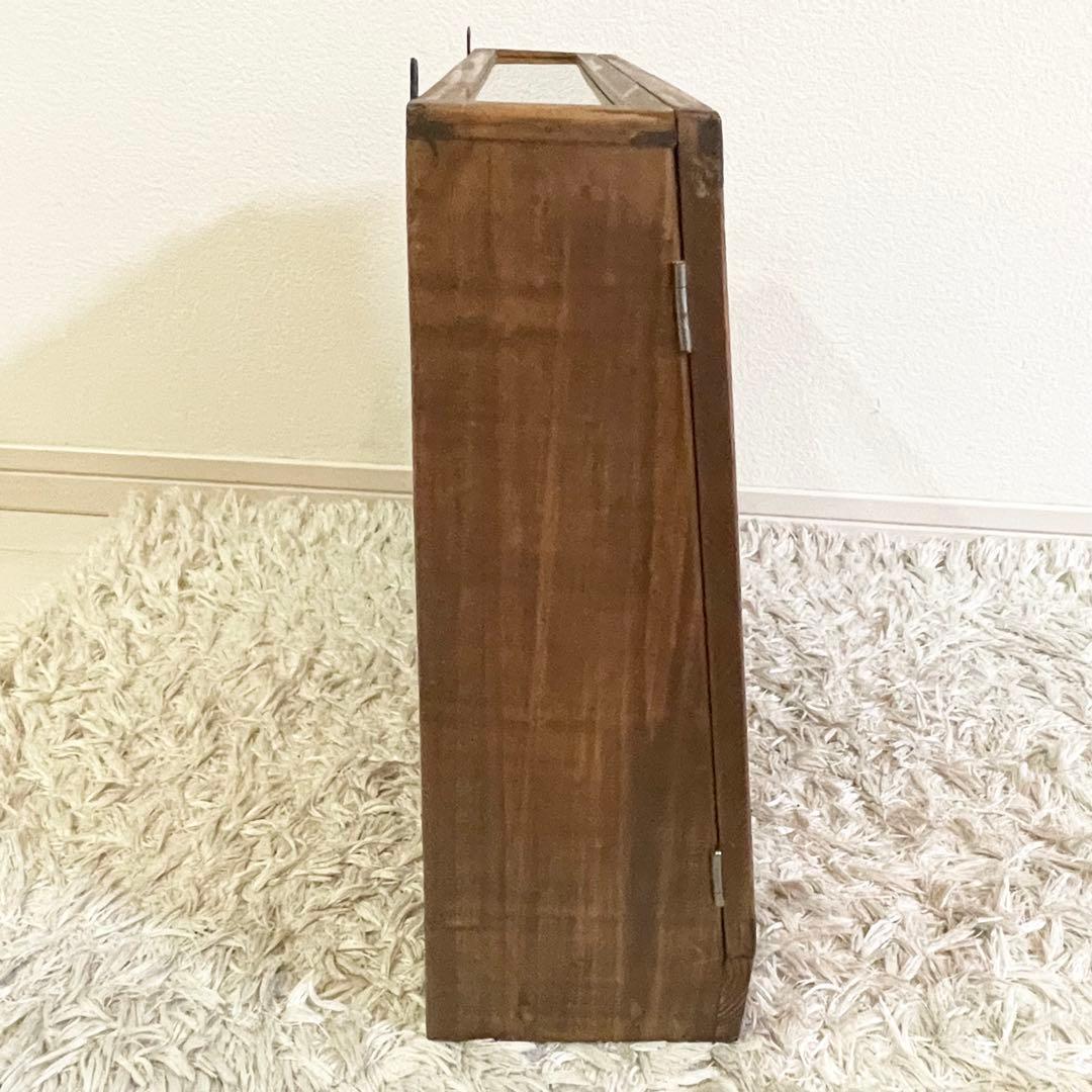 木製 ショーケース　コレクションボックス 飾り棚　アンティーク 透明ガラスラック