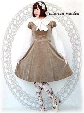 ヴィクトリアンメイデン　別珍パフスリーブドレス　ノベルティ　チョーカーつき
