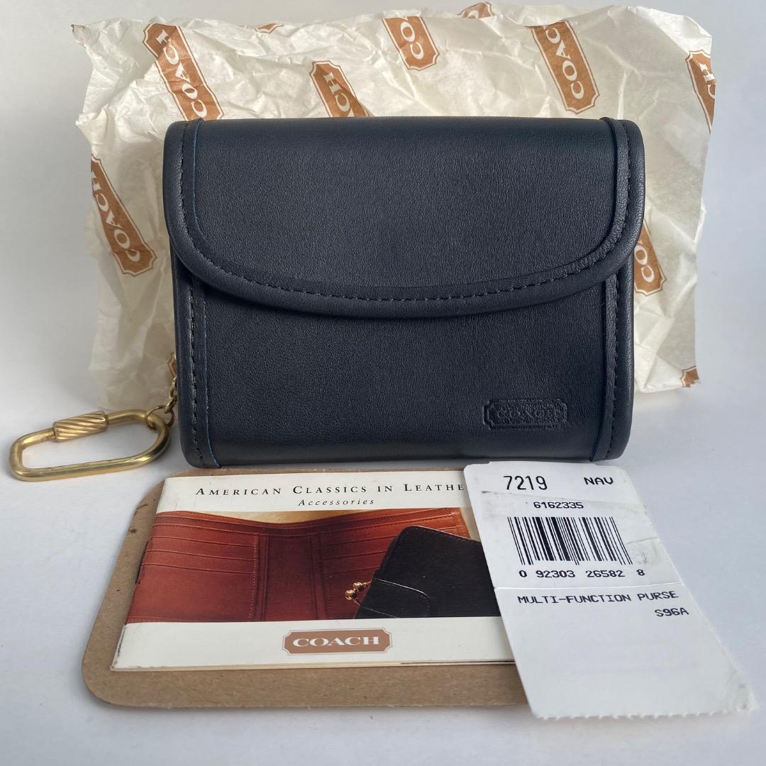 ②【オールドコーチ COACH ケース　ネイビー】小銭入れ　財布　名刺入れ