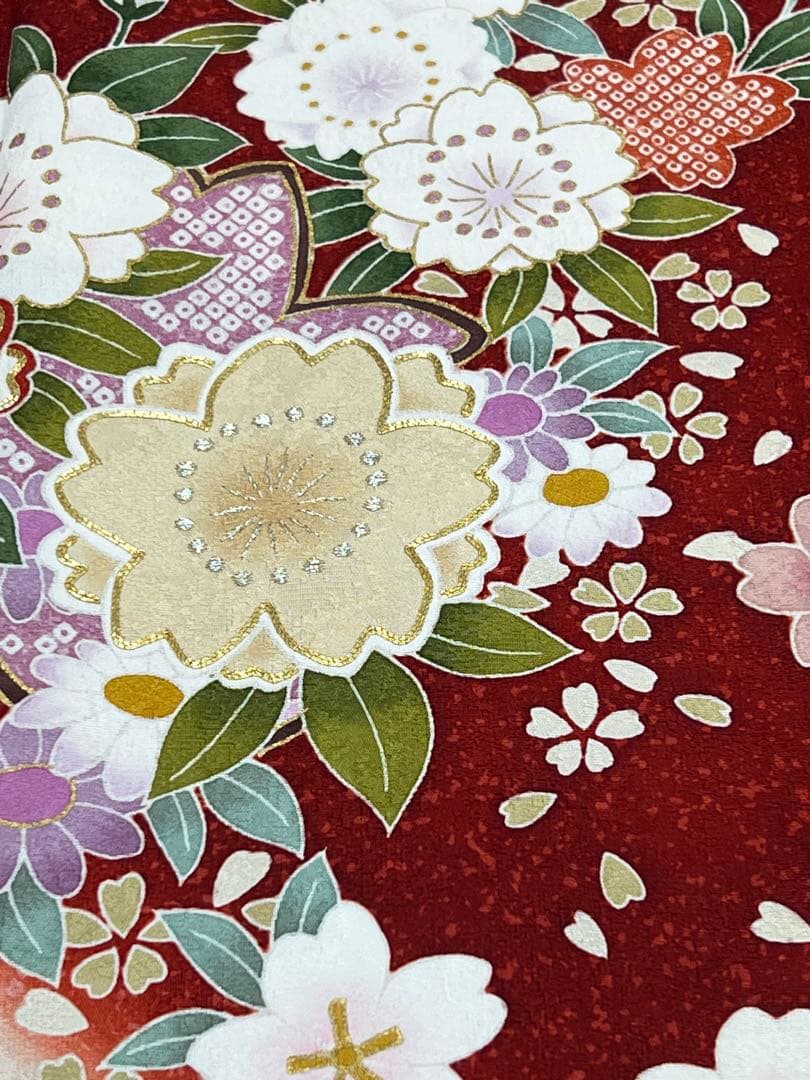 振り袖　フルセット　全通袋帯　別誂長襦袢　成人式　金彩加工　刺繍入り　739