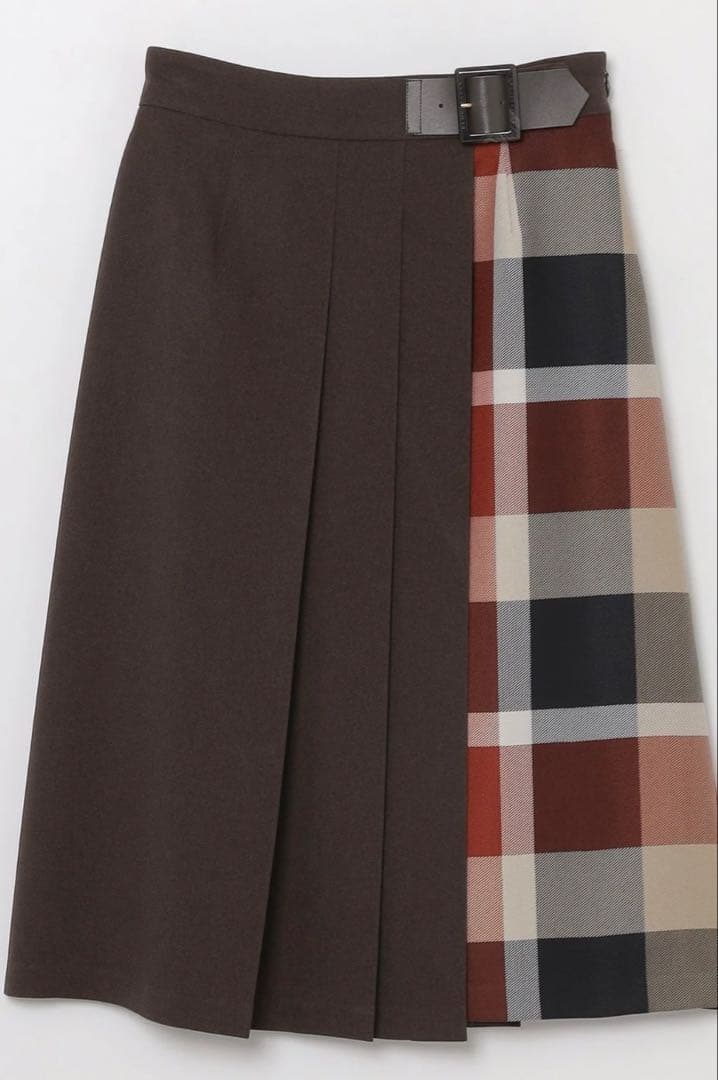 BLUE LABEL　ウールライクツイルパーシャルチェックスカート