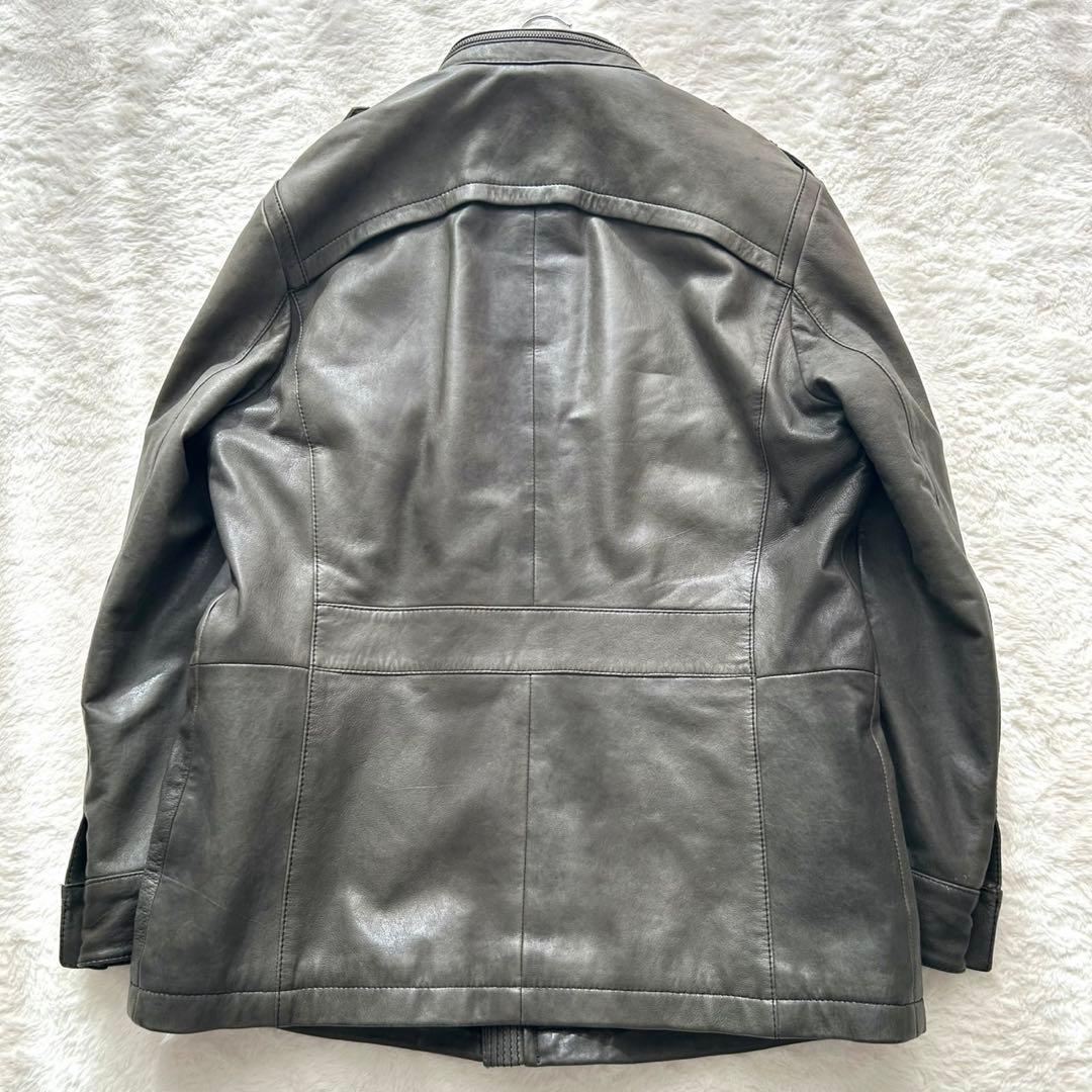 ARMANI COLLEZIONI 羊革 フーデッド レザージャケット 48