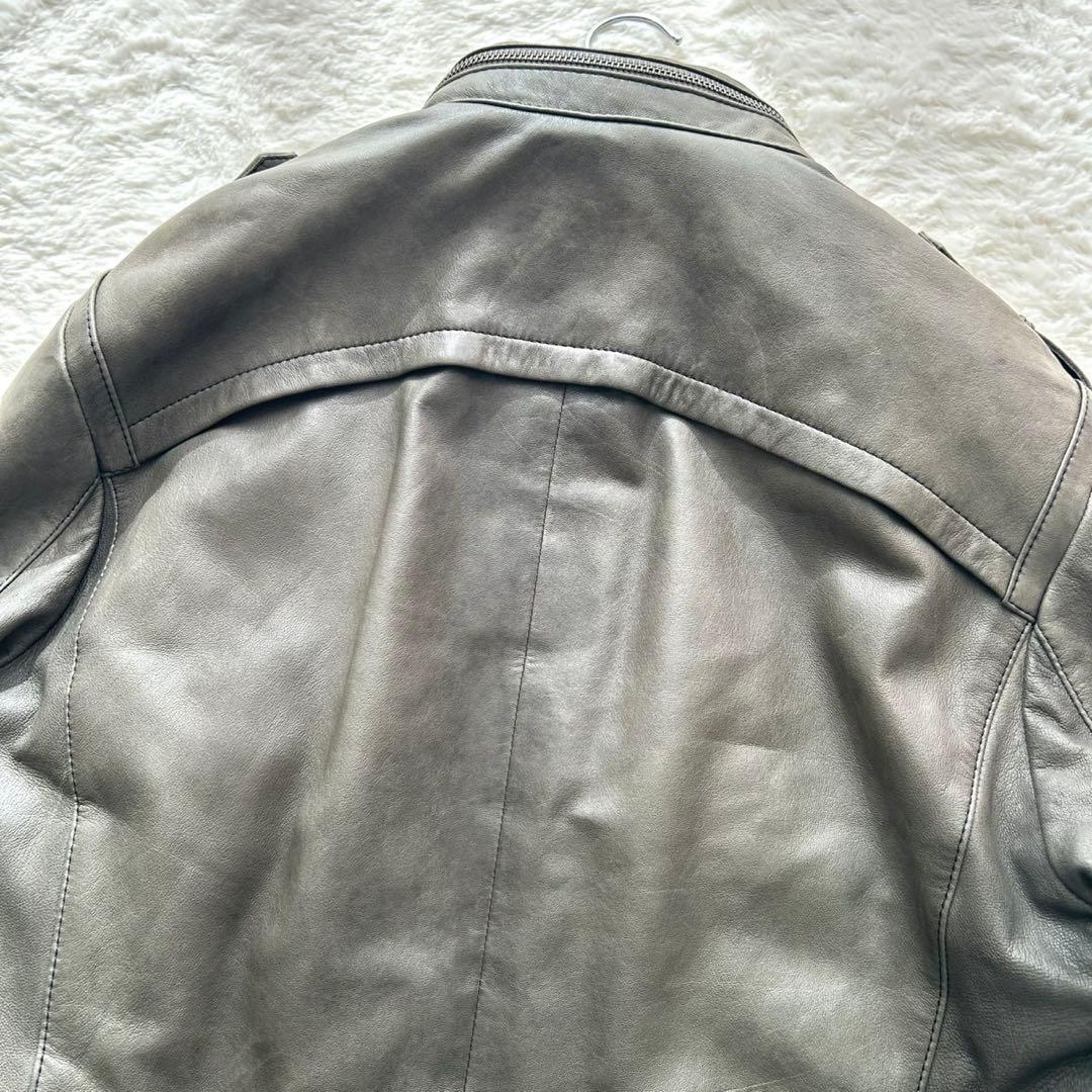 ARMANI COLLEZIONI 羊革 フーデッド レザージャケット 48