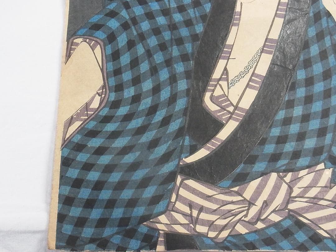 歌川国貞 浮世絵 木版画 2枚続 女郎と町人男の夜逃げ場面 江戸時代 歌舞伎絵