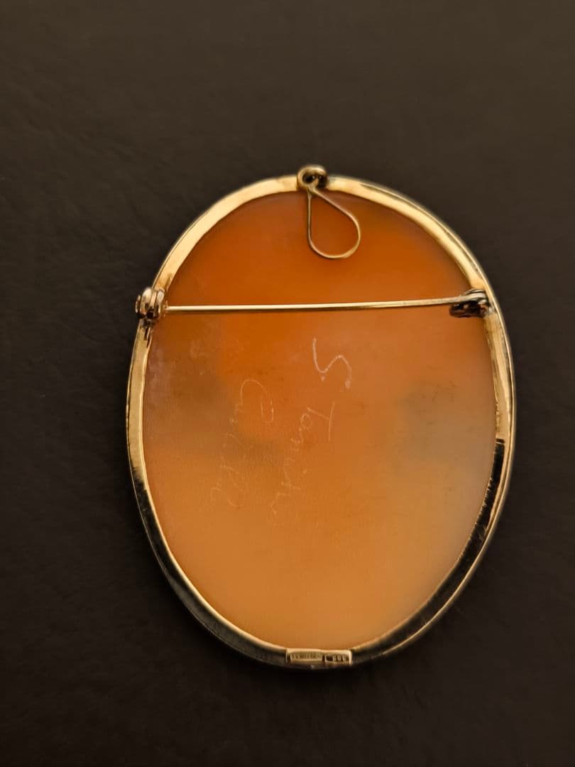 イタリア製 カメオ 14K 585 金 ゴールド ブローチ ペンダントトップ