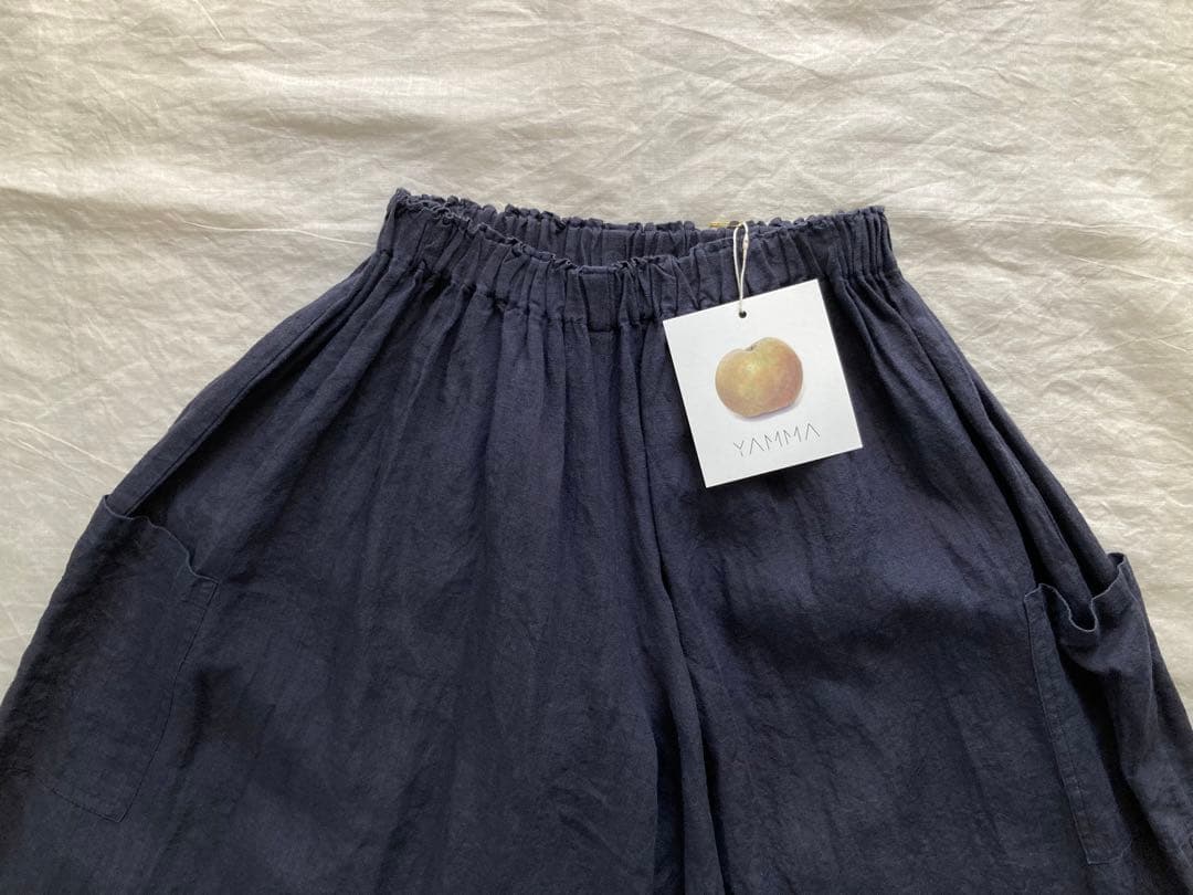 ヤンマ産業 リネンキュロットパンツ プラス10㎝丈 (ネイビー)