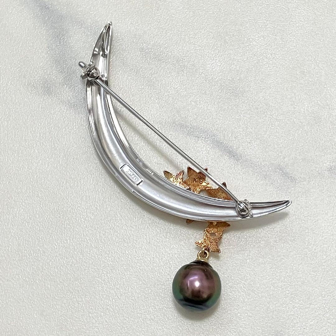 K18✨silver ブローチ　月　ムーンブローチ