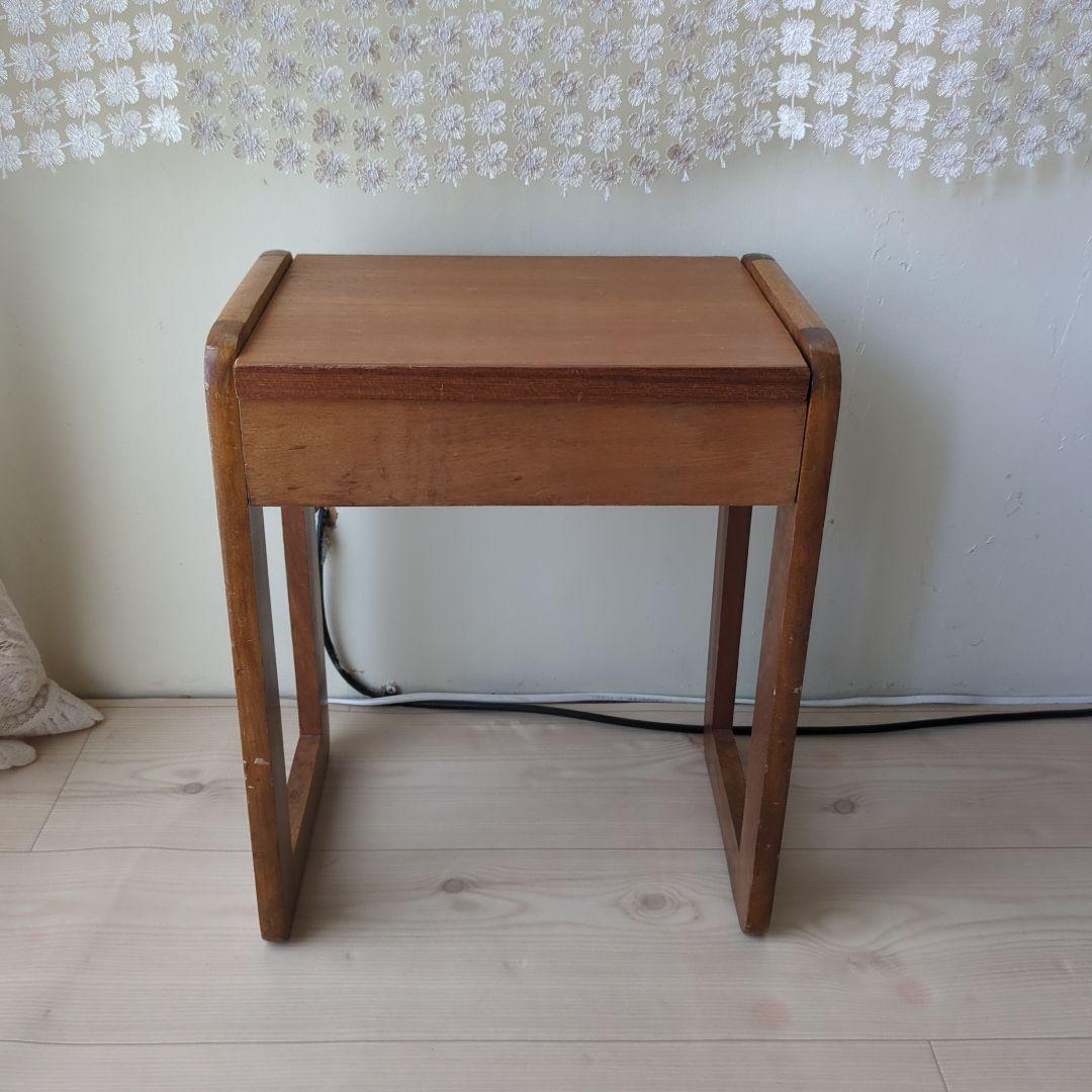 ヴィンテージ　収納付ミシン椅子 スツール 置物台 小物入れ 木製 昭和レトロ