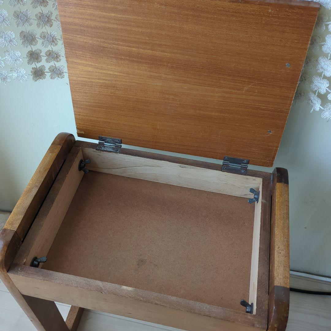 ヴィンテージ　収納付ミシン椅子 スツール 置物台 小物入れ 木製 昭和レトロ
