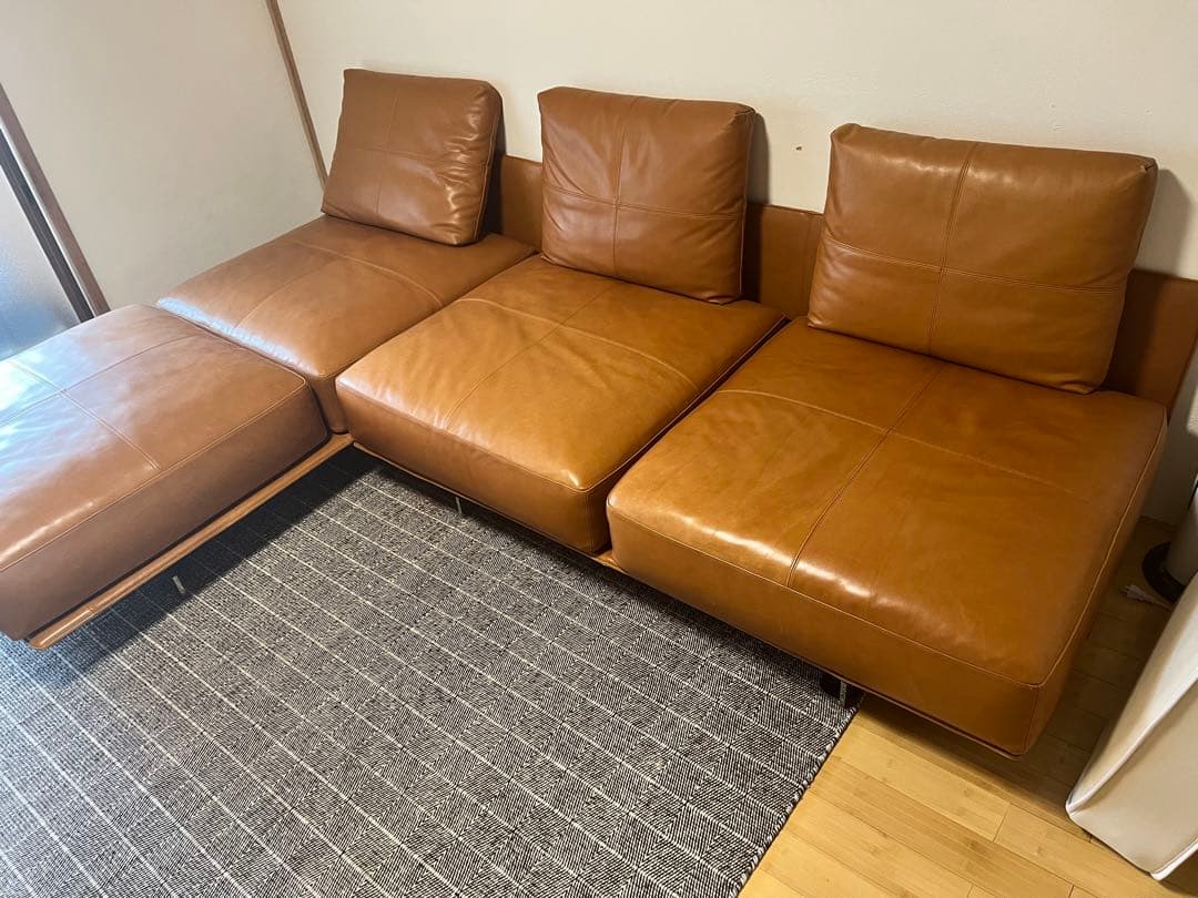 ブラウンレザー カウチソファ