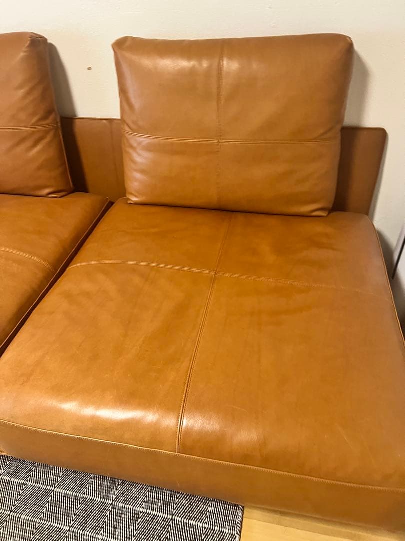 ブラウンレザー カウチソファ