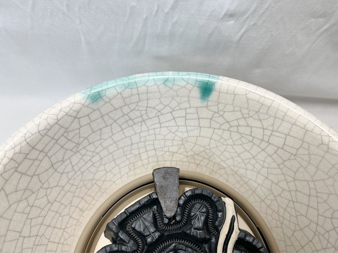 美品 茶道具 さつま織部 風炉型 野々田風炉型電熱器 松紋 筒釜