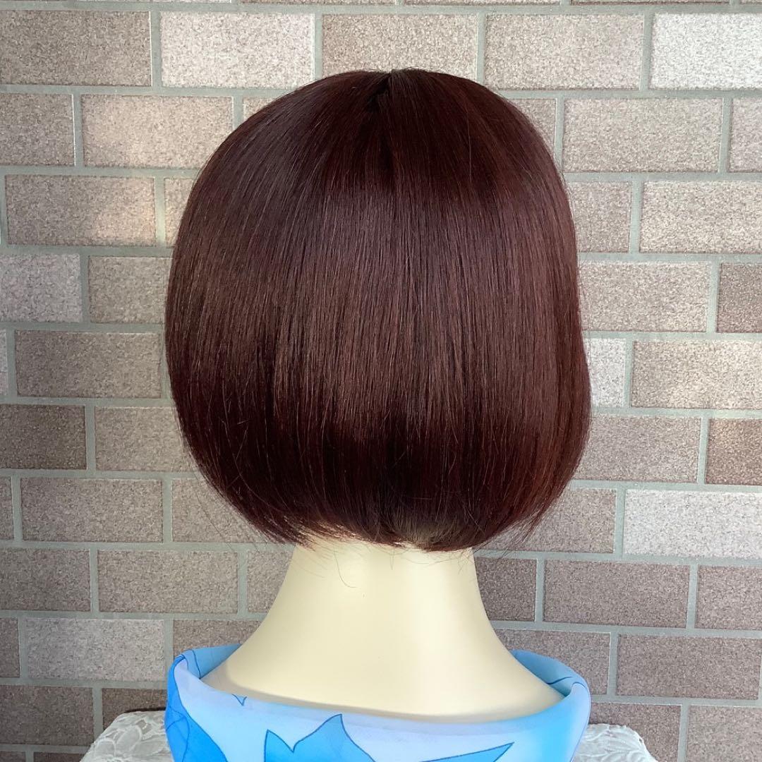 人毛100% 医療用 フルウィッグ ウィッグ ダークブラウンショート ストレート